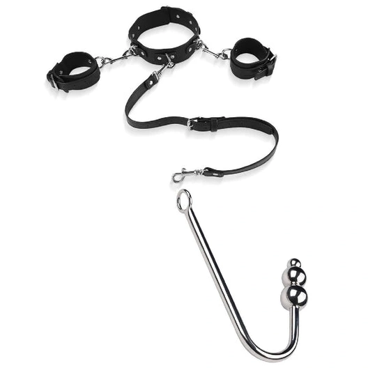 Anal Hooks 5334 Beaded Cuffs with Anal Collar and Hook Elegant 0122